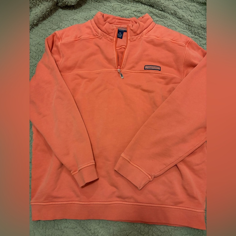Vineyard Vines Coral Quarter-Zip Pullover